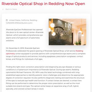 Riverside Optical in Redding Is Now Open