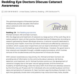 Redding eye doctors, Drs. Michael and Sean Sumsion, discuss cataract screening, surgery, and IOLs to promote cataract awareness.